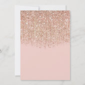 Blush Pink & Roos Gold Glitter Verjaardagsfeestje Kaart (Achterkant)