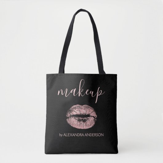 Blush Pink - Roos Gold Lipstick Make-up Tote Bag (Voorkant)