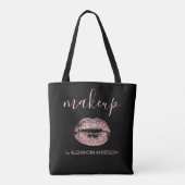 Blush Pink - Roos Gold Lipstick Make-up Tote Bag (Achterkant)