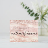 Blush Pink & Roos Gold Matron of Honor Briefkaart (Staand voorkant)