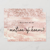 Blush Pink & Roos Gold Matron of Honor Briefkaart (Voorkant / Achterkant)