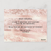 Blush Pink & Roos Gold Matron of Honor Briefkaart (Achterkant)