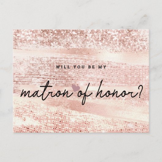 Blush Pink & Roos Gold Matron of Honor Briefkaart (Voorkant)
