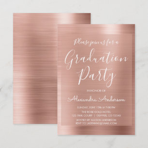 Blush Pink - Roos Gold Modern Graduation Party Kaart