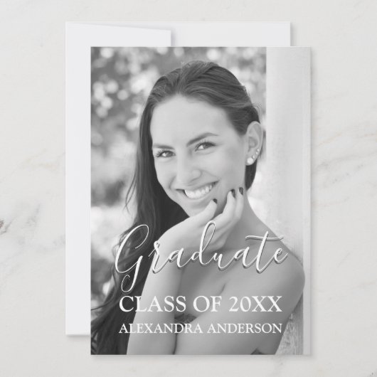 Blush Pink - Roos Gold Modern Graduation Party Kaart (Voorkant)