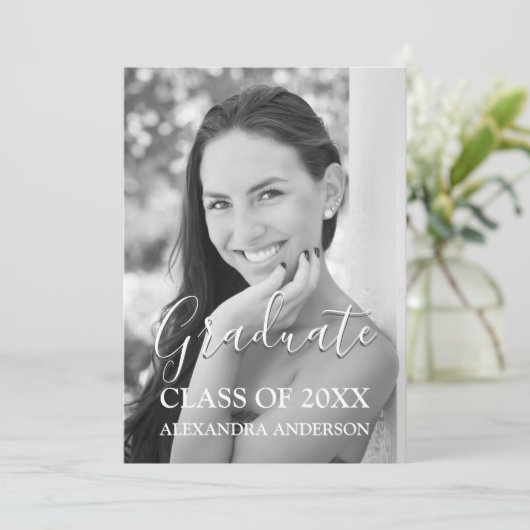 Blush Pink - Roos Gold Modern Graduation Party Kaart (Staand voorkant)