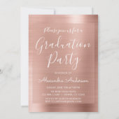 Blush Pink - Roos Gold Modern Graduation Party Kaart (Achterkant)