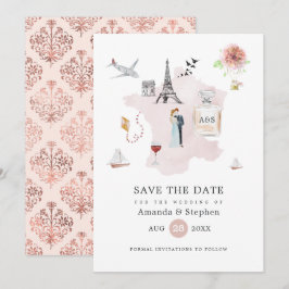Blush Pink & Roos Gold Paris Destination Wedding Save The Date