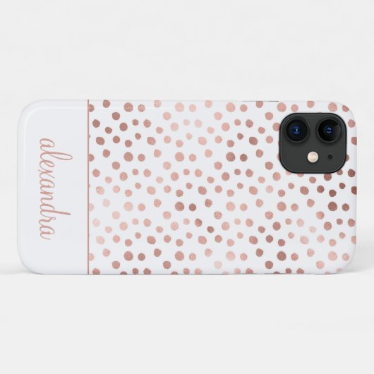 Blush Pink - Roos Gold Polka Dot Pattern Monogram Case-Mate iPhone Case (Achterkant (horizontaal))