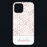 Blush Pink - Roos Gold Polka Dot Pattern Monogram Case-Mate iPhone Case<br><div class="desc">Blush Pink - Roos Gold en White Faux Folie Girly Hand Drawn Polka Dot Pattern Monogram Gepersonaliseerde Smart Phone Case. Neem contact op met de ontwerper voor aangepaste overeenkomende items.</div>