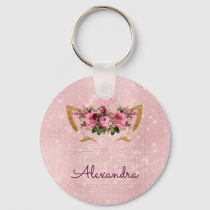 Blush Pink - Roos Gold Princess Kat Monogram Sleutelhanger