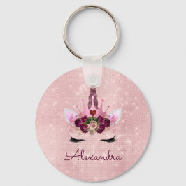 Blush Pink - Roos Gold Princess Unicorn Monogram Sleutelhanger