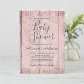 Blush Pink - Roos Gold Rustiek Baby shower Kaart (Staand voorkant)