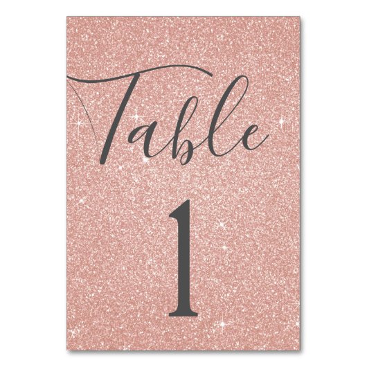 Blush Pink - Roos Gold Sparkle Tafelnummer (Voorkant)