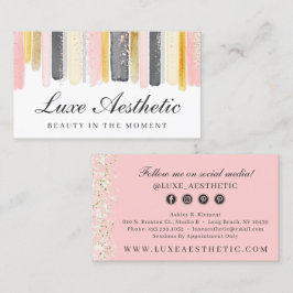 Blush Pink & Roos Gold Waterverf Sociale media Visitekaartje