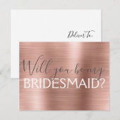 Blush Pink - Roos Gold Wil je mijn bruidsmeisje Uitnodiging Briefkaart (Voorkant / Achterkant)