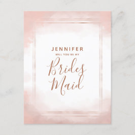 Blush Pink & Roos Gold zal je mijn bruidsmeisje zi Kaart