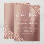 Blush Pink - Roos Gouden Glitter Vrijgezellenfeest Kaart (Voorkant / Achterkant)