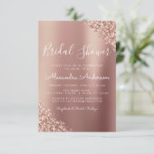 Blush Pink - Roos Gouden Glitter Vrijgezellenfeest Kaart (Staand voorkant)