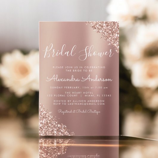 Blush Pink - Roos Gouden Glitter Vrijgezellenfeest Kaart