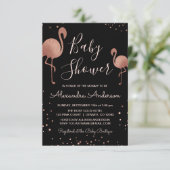Blush Pink - Roos goudfolie Flamingo Baby shower Kaart (Staand voorkant)