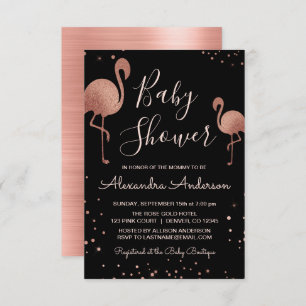 Blush Pink - Roos goudfolie Flamingo Baby shower Kaart