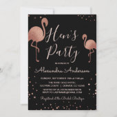 Blush Pink - Roos Goudfolie Flamingo Hen's Party Kaart (Voorkant)