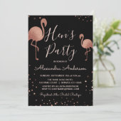 Blush Pink - Roos Goudfolie Flamingo Hen's Party Kaart (Staand voorkant)