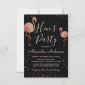 Blush Pink - Roos Goudfolie Flamingo Hen's Party Kaart (Voorkant)