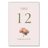 Blush Pink | Roos Trouwtafel Nummer Kaart (Voorkant)