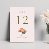 Blush Pink | Roos Trouwtafel Nummer Kaart