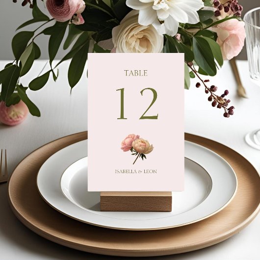Blush Pink | Roos Trouwtafel Nummer Kaart