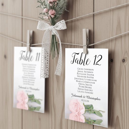 Blush Pink Rose 10 Naam Trouwstoel Grafiek Kaart