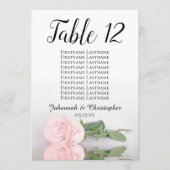 Blush Pink Rose 10 Naam Trouwstoel Grafiek Kaart (Voorkant)