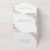 Blush Pink Rose Alles in Een Bruiloft Uitnodiging (Buitenkant)