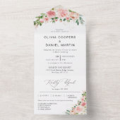 Blush Pink Rose Alles in Een Bruiloft Uitnodiging (Binnen)