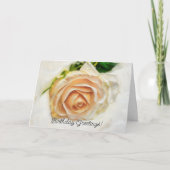 Blush Pink Rose Artsy Flower Verjaardag Kaart (Voorkant)