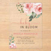 Blush Pink Rose Baby in Bloom Shower Acryl Uitnodigingen (Voorkant)