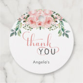 Blush Pink Rose Baby in Bloom Shower Bedankjes Labels (Achterkant)