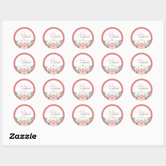 Blush Pink Rose Baby in Bloom Shower Ronde Sticker (Vel)