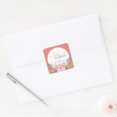 Blush Pink Rose Baby in Bloom Shower Vierkante Sticker (Envelop)