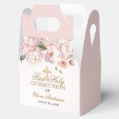Blush Pink Rose Bloemen Eerste Heilige Communie Bedankdoosjes (Geopend)