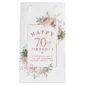 Blush Pink Rose Bloemen Goud 70e Verjaardag Klein Cadeauzakje (Voorkant)