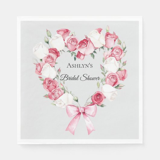 Blush Pink Rose Bloemen Hart Vrijgezellenfeest Servet (Voorkant)