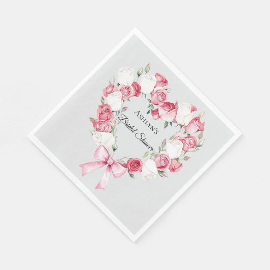 Blush Pink Rose Bloemen Hart Vrijgezellenfeest Servet (Hoek)