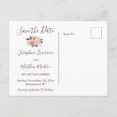 Blush Pink Rose Bloemen Krans Save the Date Aankondigingskaart (Achterkant)