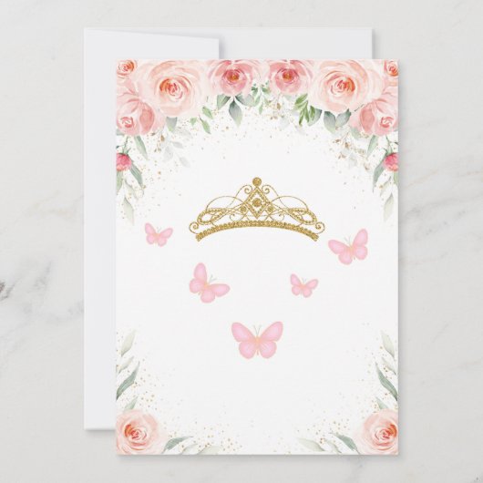 Blush Pink Rose Bloemen Quinceañera Vlinder Kaart (Achterkant)