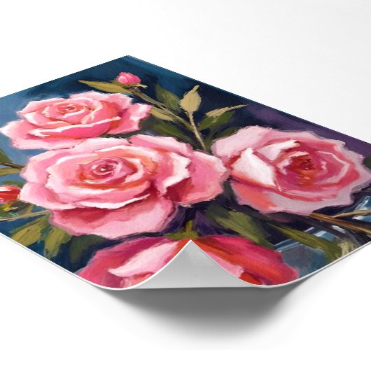 Blush Pink Rose Bouquet Geschilderd Poster (Hoek)