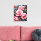 Blush Pink Rose Bouquet Painting Canvas Afdruk (Insitu (Woonkamer))