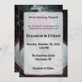 Blush Pink Rose Bouquet Rustic Wedding Invite Kaart (Voorkant / Achterkant)